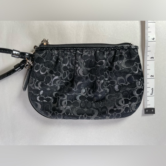 Coach Small Wristlet Black & Silver Like New - Picture 2 of 3